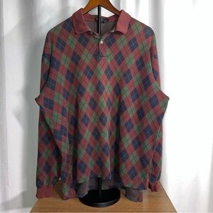 Vintage Polo Ralph Lauren Men’s Argyle Long Sleeve Polo Shirt Size L